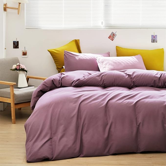 Cottonight Purple Comforter Set California King Dusty Purple Bedding Comforter Set Pale Mauve Blanket Quilts Soft Breathable Lilac Soft Breathable 3 Piece Comforter Set for Cal King Bed