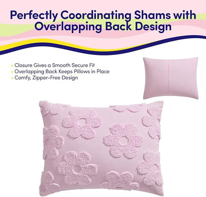 Kids Twin Size Bed in a Bag Tufted Comforter & Sheet Set – Complete Bedding Set with Corner Strap Fitted Sheet, Ultra Soft Lightweight All Season Comforter, Girls Bedroom, Dorm, Guest Room