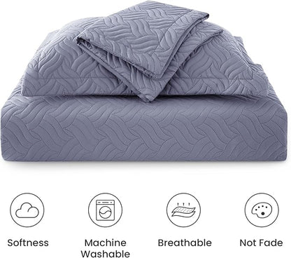 Love's cabin California King Size Quilt Bedding Set Blue Bedspread - Cal King Summer Lightweight Bedspread Comforter - Wave Pattern Coverlet for All Season - 3 Pieces (1 Quilt, 2 Pillow Shams)
