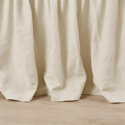 RIMELA Light Beige Bed Skirt Queen Size 18 Inch Drop, Elastic Bed Skirting for Bed Base and Frame, Bedding Dust Ruffle Easy to Install, Lightweight Wrap Around Adjustable Bedskirt