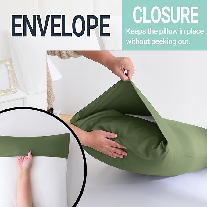 ZPECC Pillow Cases Queen Size Set of 12, 20x30 Envelope Closure Pillowcases, Soft Plain Brushed Microfiber Covers Hypoallergenic Breathable, Olive Green