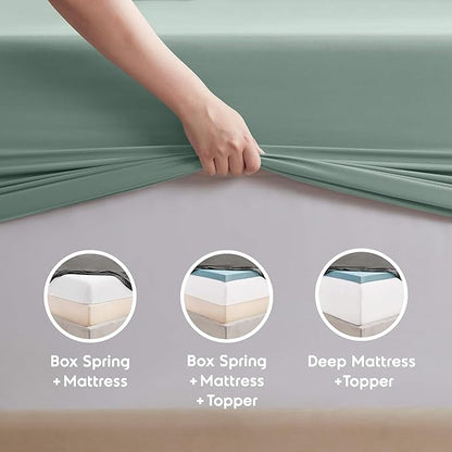 Nestl Twin Sheet Set - 1800 Ultra-Soft Microfiber Twin Bed Sheets - Double Brushed - Deep Pockets - Easy Fit - Extra Soft - 3 Piece Set - Bedding Sheets & Pillowcases (Twin, Sage Green)