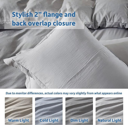Nestl Light Grey Duvet Cover Full Size - Soft Prewashed Full Size Duvet Cover Set, 3 Piece, with Zipper Closure, 1 Duvet Cover 80x90 inches and 2 Pillow Shams - No Comforter