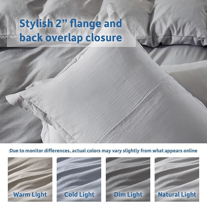 Nestl Twin Duvet Cover Set - Soft Prewashed Light Grey Duvet Cover Twin/Twin XL, 2 Piece, with Zipper Closure, 1 Duvet Cover 68x90 inches and 1 Pillow Sham - No Comforter