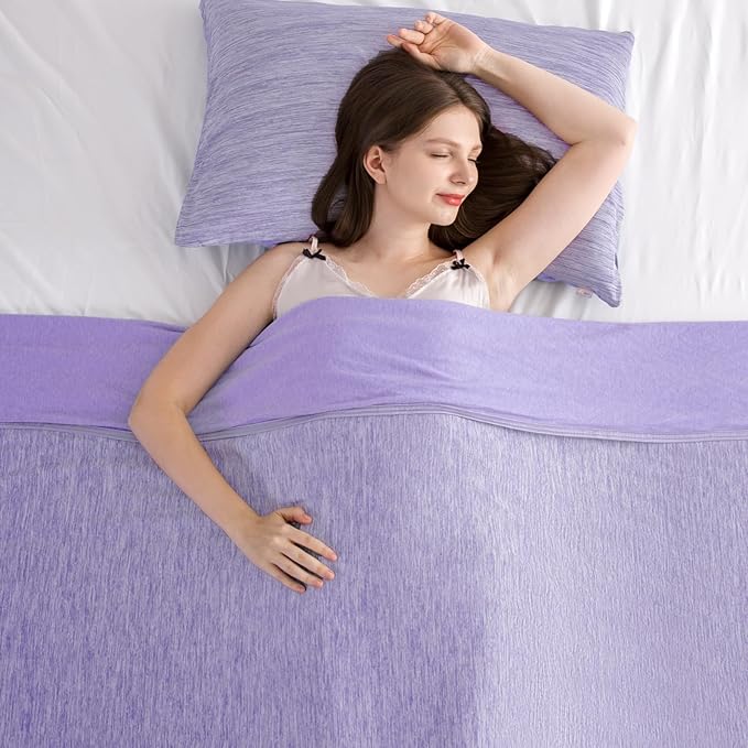 Elegear Revolutionary Cooling Blanket Twin, Absorbs Heat to Keep Body Cool for Night Sweats, Arc-Chill 3.0 Cool Fiber Q-Max>0.5 for Hot Sleepers, Lightweight Summer Cold Blankets for Sleeping, Purple