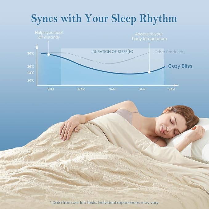 Cozy Bliss Cooling Comforter Seersucker Plaid King Size, Q-Max 0.45 Lightweight Cooling Blanket, Breathable Silk Smooth Summer Bedding Quilt for Hot Sleepers Night Sweats Khaki