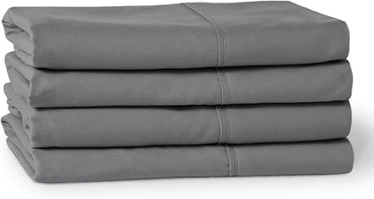 Bare Home Microfiber Bulk Pillow Cases - Standard/Queen Size Set of 4 - Cooling Pillowcases - Double Brushed - Grey Pillowcases 4 Pack - Easy Care (Standard - 4 Pack, Grey)