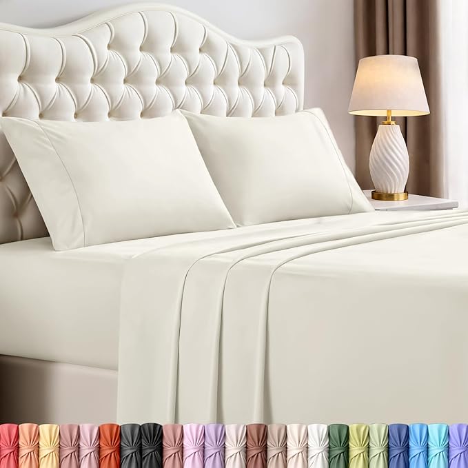 Utopia Bedding Full Size Sheet Set – 4 Piece Bed Sheets, Soft and Breathable Microfiber, Includes 1 Fitted Sheet, 1 Flat Sheet and 2 Pillowcases – Oeko-Tex (Ivory)