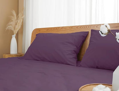 Pillow Cases, Standard Queen Size Cotton Percale Weave Pillowcases, Pre-Shrunk Breathable and Hypoallergenic Pillowcases, Set of 2 (2 Piece Standard/Queen 20 Inch x 30 Inch, Dark Purple)