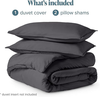 Bare Home Bedding Duvet Cover Full Size - Premium 1800 Super Soft Collection - Lightweight, Cooling - Soft Breathable Bedding Duvet Cover (Full, Forged Iron Grey)
