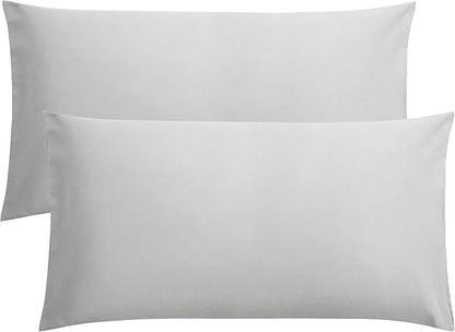FLXXIE King Pillow Cases Set of 2, Soft Microfiber Pillow Covers with Envelope Closure, Wrinkle, Fade and Stain Resistant Pillowcases, 20x36, Light Grey