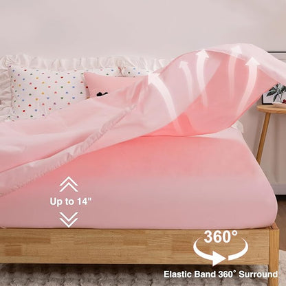A Nice Night Colorful Heart Love Pattern Bedding Set,Ruffle 6 Piece Bed in a Bag Matching Sheet Set,Princess Chic Style,White Comforter Sets Room Decor for Girls,Queen