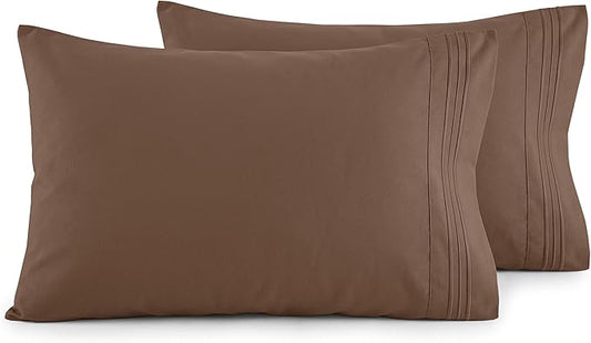 Elegant Comfort Luxury Ultra-Soft 2-Piece Pillowcase Set - 1500 Premium Hotel Quality Microfiber Double Brushed - Wrinkle Resistant, King, Taupe