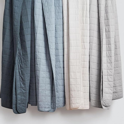 EVERGRACEHOME 100% Cotton Box Stitch Quilt Bedding Set Queen Size 3 Pieces, Garment-Washed Lightweight Soft Cozy Coverlet, Quilted Bedspread Sets with 2 Shams for All Season, Blue Linen