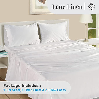 100% Egyptian Cotton Sheets Queen Size - Naturally Cooling & Breathable 4 Piece Silky Sateen Weave Queen Sheet Set, Ultra-Soft & Durable Hotel Luxury Sheets with 15" Snug Fit Deep Pockets - White