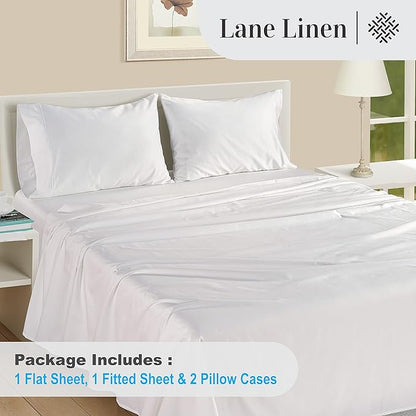 LANE LINEN 100% Egyptian Cotton California King Sheet Sets, Soft & Comfy Luxury Hotel Like Thick Fully Elasticized Bed Sheets, No Pill Fade Resistant Oeko Tex Certfied Cal King Sheets - White