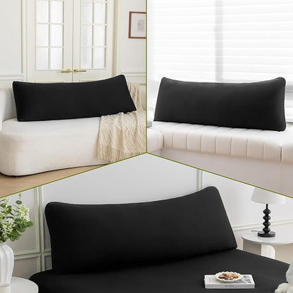 Stretchy Body Pillow Case Cover - Jersey Knit Long Pillowcase for Body Pillow, 1 Pack - Envelope Closure & Skin-Friendly, Soft and Breathable for Sleeping, 20"x54", Black