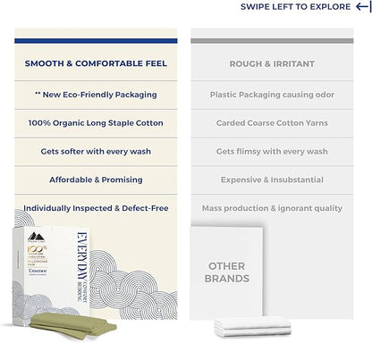 Mayfair Linen 100% Organic Cotton King Size Pillow Cases Set of 2 - Soft Hotel Quality Covers for King Size Pillows (Sage Green), Authentic GOTS Certified, Crisp, Cooling Percale Cotton Pillowcases