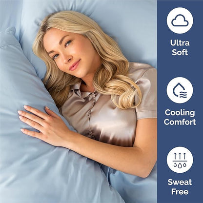 Queen 6 Piece Sheet Set - Comfy Breathable & Cooling - Ultra-Soft Hotel Luxury Bedding Set with 8-16 Inch Deep Pockets - 1 Flat & 1 Fitted Sheet & 4 Pillowcases - Wrinkle Free & Easy Care - Sky Blue