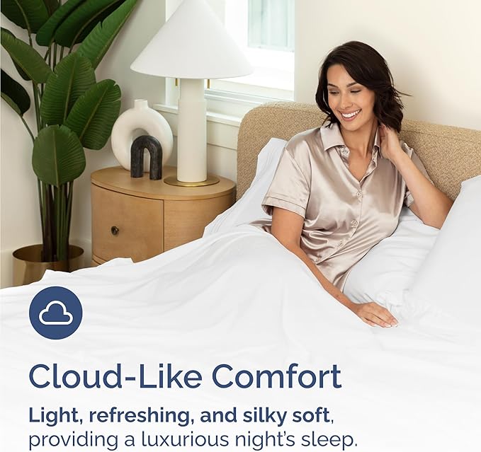 100% Rayon Derived From Bamboo - Bamboo Sheets Twin Size - Cooling Sheets for Twin - Ultra Soft, Breathable & Hotel Luxury Bedding - 1 Flat & 1 Fitted & 1 Pillowcase w/ 16 Inch Deep Pockets - White