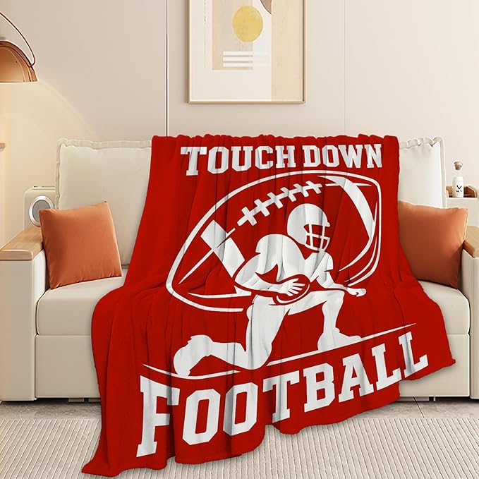 American Football Blanket Super Soft Warm Fluffy Fleece Flannel Ball Sports Throw Blanket Cozy Fuzzy Plush Stuff Bedding Blankets Gifts for Teens Boys Kids Women Girls Adults 60"X50"