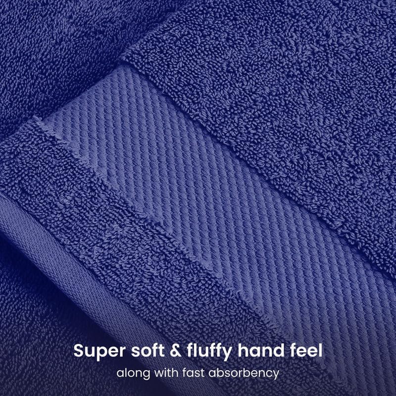 BIOWEAVES 100% Organic Cotton Bath Sheet Set of 2 | Soft Oversized Bath Towels | 700 GSM Premium Bath Towel Sheet Set GOTS Certified - Navy Blue