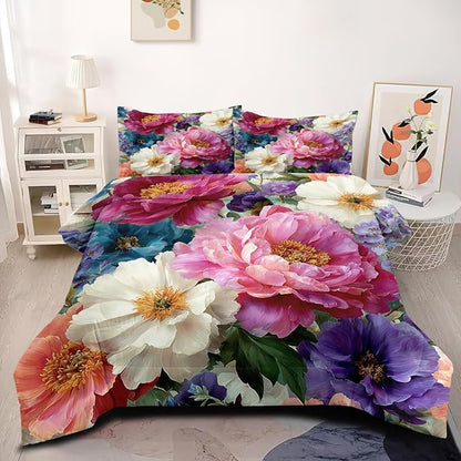 Women 7-Piece Victorian Botanical Floral Comforter Set, King Size Vintage Bedding Set, 1 Comforter 104"x90", 2 Pillowcases, 1 Fitted Sheet, 1 Flat Sheet, 2 Pillow Shams