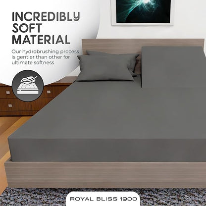 ROYAL BLISS TOP Split King Royal Collection 1900 Egyptian Cotton Bamboo Quality Bed Sheet Set with 1 Fitted Sheet with 36in Split TOP, 1 King Flat and 2 King P/Cases.No Wrinkle (Dark Gray)