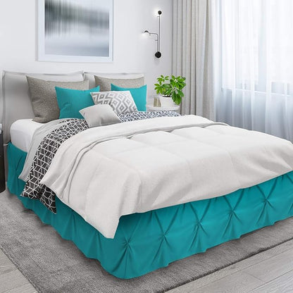 Nestl Premium Microfiber Bedskirt - King Size, Pinch Pleat, 14" Drop, Hotel Quality, Teal