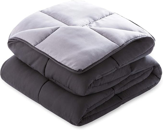Linenspa Reversible Down Alternative Comforter and Duvet Insert, for King Size Bed – All-Season Comforter with Box Stitch and 8 Duvet Loops – Bedding for Kids, Teens, and Adults – Black / Graphite