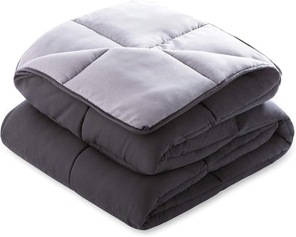 Linenspa Reversible Down Alternative Comforter and Duvet Insert, for Twin XL Size Bed – All-Season Comforter with Box Stitch and 8 Duvet Loops – Bedding for Kids, Teens, and Adults – Black / Graphite