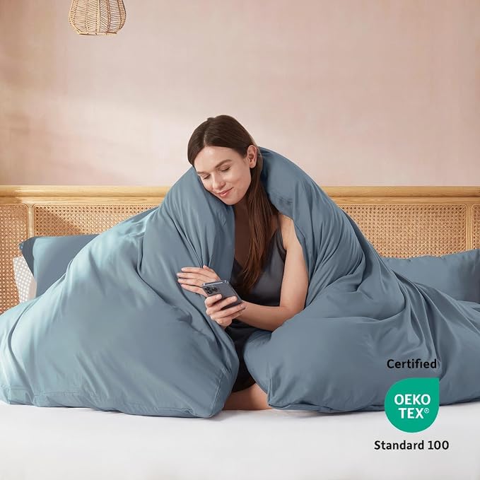 Nestl Twin Duvet Cover Set - Soft Double Brushed Stone Blue Duvet Cover Twin/Twin XL, 2 Piece, with Button Closure, 1 Duvet Cover 68x90 inches and 1 Pillow Sham