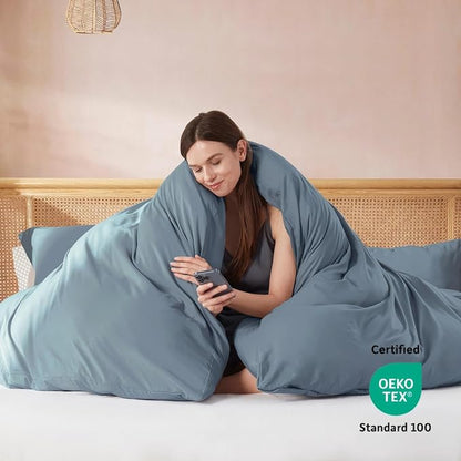 Nestl Stone Blue Duvet Cover King Size - Soft Double Brushed King Duvet Cover Set, 3 Piece, with Button Closure, 1 Duvet Cover 104x90 inches and 2 Pillow Shams