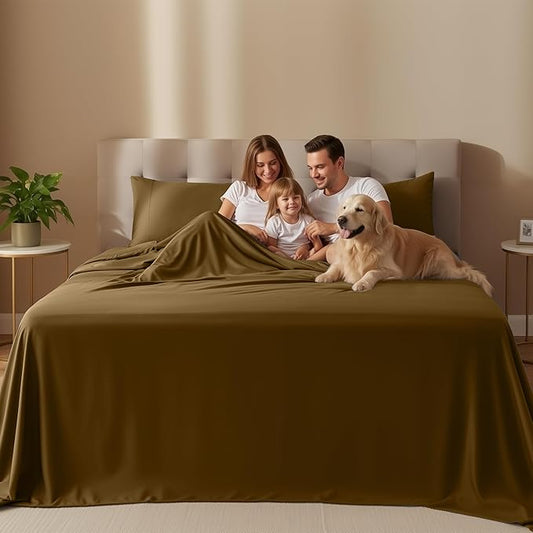 Utopia Bedding Queen Size Sheet Set – 4 Piece Bed Sheets, Soft and Breathable Microfiber, Includes 1 Fitted Sheet, 1 Flat Sheet and 2 Pillowcases – Oeko Tex (Mocha)