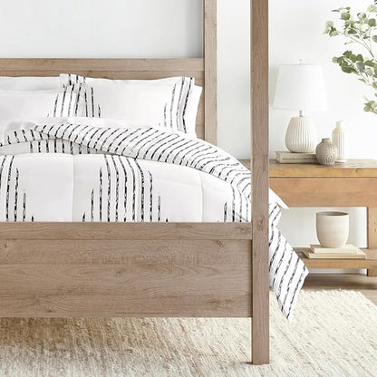 LINENS & HUTCH Comforter Set Patterned Microfiber All Season Down-Alternative Ultra Soft Bedding in Diamond Stripe - King/Cal-King Diamond Stripe Gray