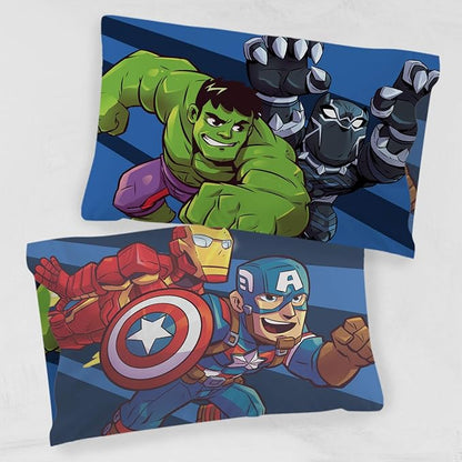 Jay Franco Marvel Super Hero Adventures Charge 1 Pack Pillowcase - Double-Sided Kids Super Soft Bedding - Features The Avengers