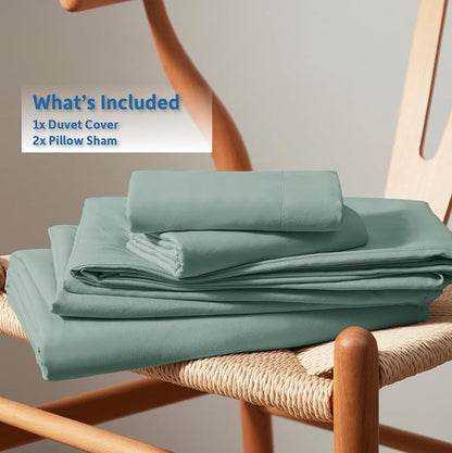 Nestl Sage Green Duvet Cover Queen Size - Soft Double Brushed Queen Duvet Cover Set, 3 Piece, with Button Closure, 1 Duvet Cover 90x90 inches and 2 Pillow Shams