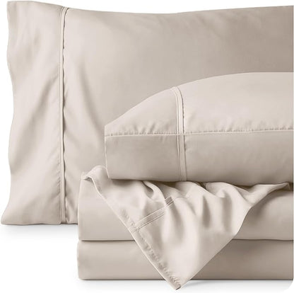 Bare Home Queen Sheet Set - 1800 Ultra-Soft Microfiber Queen Bed Sheets - Double Brushed - Deep Pockets - Easy Fit - 4 Piece Set - Bedding Sheets & Pillowcases (Queen, Wheat)