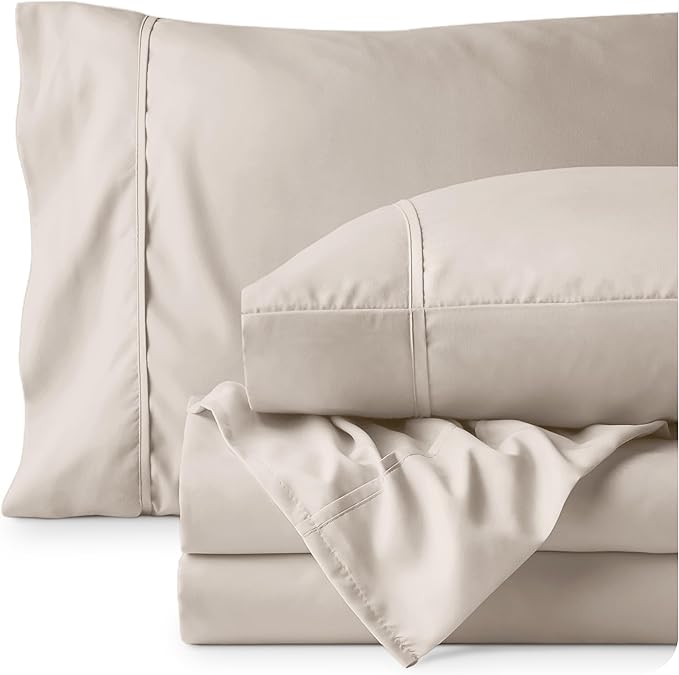 Bare Home Full Sheet Set - 1800 Ultra-Soft Microfiber Full Bed Sheets - Double Brushed - Deep Pockets - Easy Fit - 4 Piece Set - Bedding Sheets & Pillowcases (Full, Wheat)