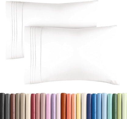 Standard Pillow Cases Set of 2 - Soft Hotel Quality Pillowcase Covers - Comfy & Wrinkle Free - Stain & Fade Resistant - Machine Washable Pillow Protectors - 2 Piece Set - Standard Size Antique White