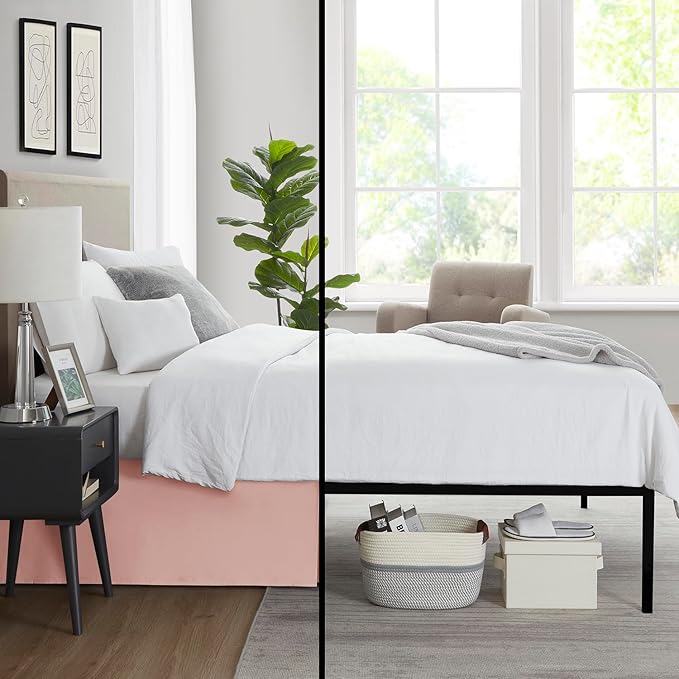 Nestl Taupe Bed Skirt Queen Size - Queen Bed Skirt 14 Inch Drop - Brushed Microfiber Bed Skirts - Hotel Quality Pleated Bed Skirt - Shrinkage & Fade Resistant
