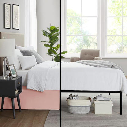 Nestl Peach Beige Twin Bed Skirt - Twin Size Bed Skirt 14 Inch Drop - Brushed Microfiber Bed Skirts - Hotel Quality Pleated Bed Skirt - Shrinkage & Fade Resistant
