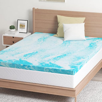 EGO Topper 2 Inch Full Memory Foam Mattress Topper, Cooling Gel Foam Mattress Topper for Pressure Relief, Ventilated Design Bed Topper in a Box, CertiPUR-US Certified, 54"×75", Medium