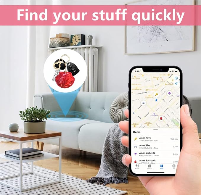 Leather Keychain Holder Case Compatible with AirTag,Cute Protective Bright Cover with Keyring,Anti-Scratch Finder GPS Tracker Case for Wallet Keys,bag,pets,Backpack(Red)