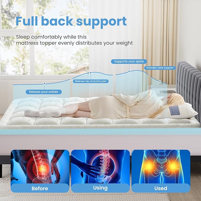 DUMOS Dual Layer 4 Inch King Mattress Topper, Memory Foam Mattress Topper - 2 Inch Gel Memory Foam and 2 Inch Pillow Top Mattress Pad Cover for Back Pain, Thick Soft Topper with 8-16 Inch Deep Pocket