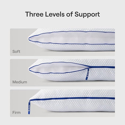 Nectar Tri-Comfort Cooling Pillow - Adjustable Firmness & Support - Cooling Cover - Pressure Relief - Helps Reduce Neck Pain - Premium Memory Foam & Microfiber Down Alternative