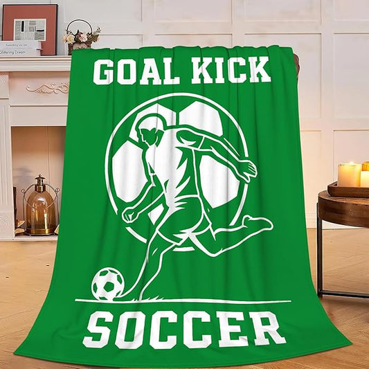 Soccer Blanket Super Soft Warm Fluffy Fleece Flannel Ball Sports Throw Blanket Cozy Fuzzy Plush Stuff Bedding Blankets Gifts for Teens Boys Kids Women Girls Adults 80"X60"