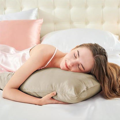 BEDELITE Satin Body Pillow Cover, Super Soft and Cooling Body Pillow Pillowcase for Hair and Skin, Breathable Silky Full Long Pillowcase Cover(20"x54", Taupe)