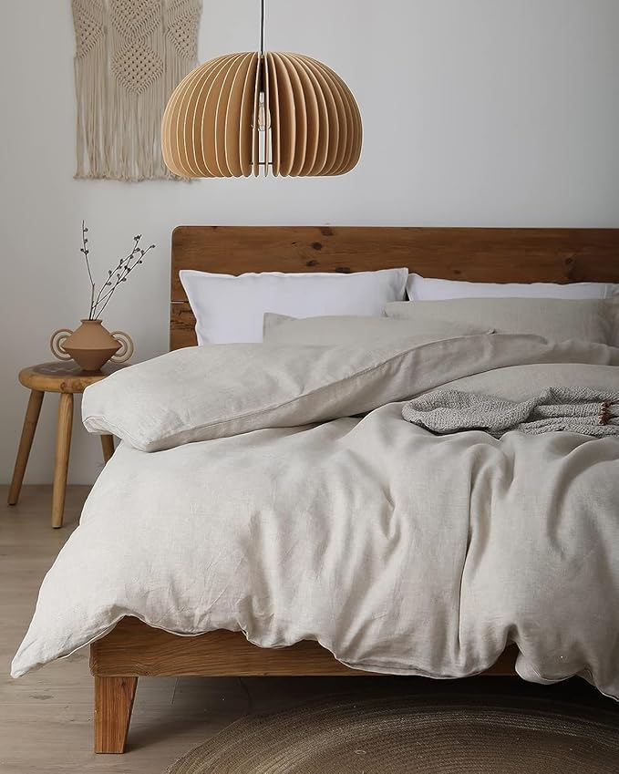 XZ XIFA Linen Duvet Cover Twin, 100% Washed French Flax Linen Bedding Set with Zipper Closure, Cooling & Textured Bed Sets for Hot Sleepers(1 Duvet Cover, 1 Pillowcases)