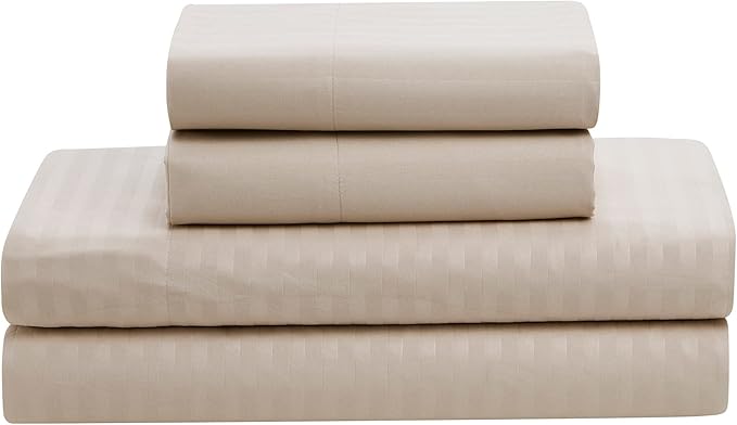 Queen Comforter Set 8 Piece Bed in a Bag with Bed Skirt, Fitted Sheet, Flat Sheet, 2 Pillowcases, 2 Pillow Shams, Queen, Dobby Beige